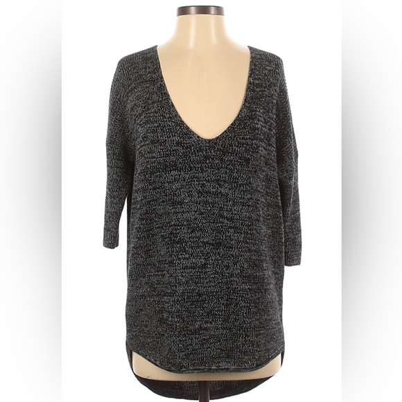 EXPRESS Slouchy V Neck Cotton Sweater - Picture 5 of 5